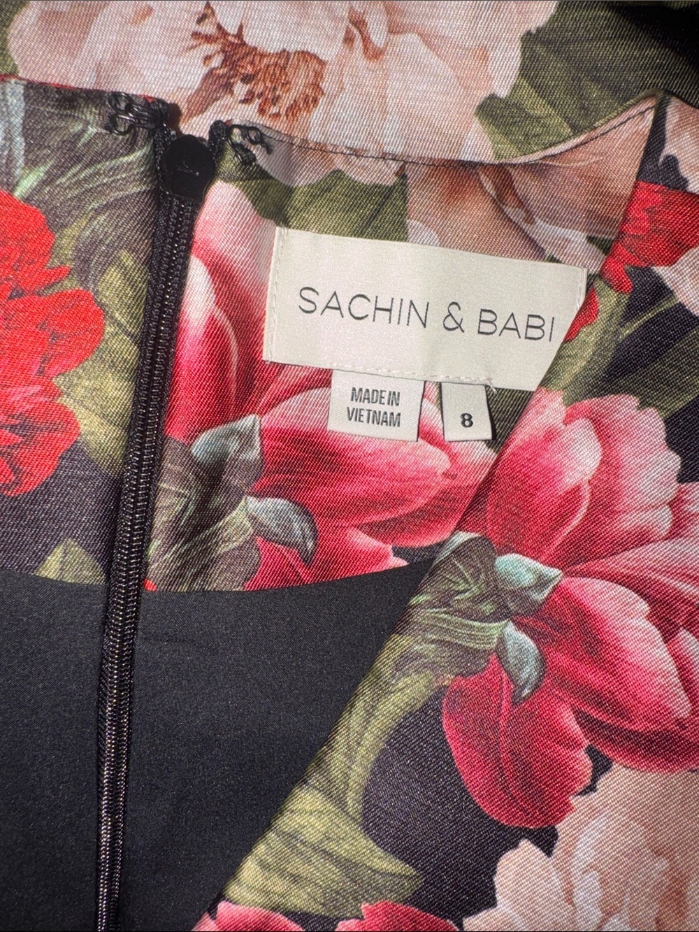 NEW SACHIN & BABI Brooke Peony floral sleeveless A-Line Gown Sz 8 - Picture 10 of 13